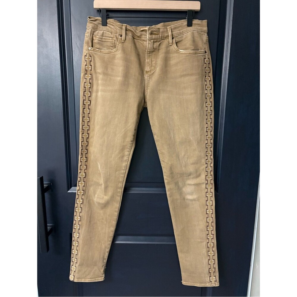 Driftwood Classic Fit Embroidered Side Stripe Jeans Women’s 30 Tan Stretch